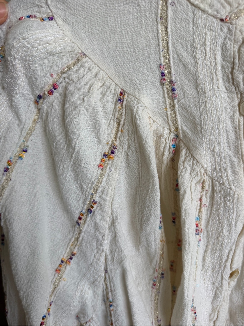 Ivory Button-Down Peasant Blouse - Picture 8 of 15